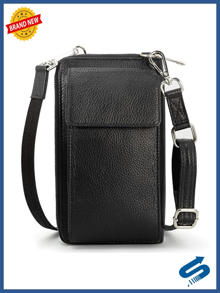 Premium Leather Crossbody Bag Rfid Blocking Anti Theft Phone Wallet Purse